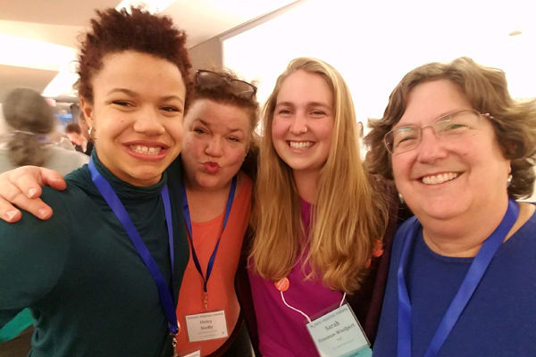 Advocacy Team members and mother-daughter duos—15-year-old Elinor with Delcy Steffy, and Sarah and Julia Freeman-Woolpert sharing in community during Annual Meeting 2018