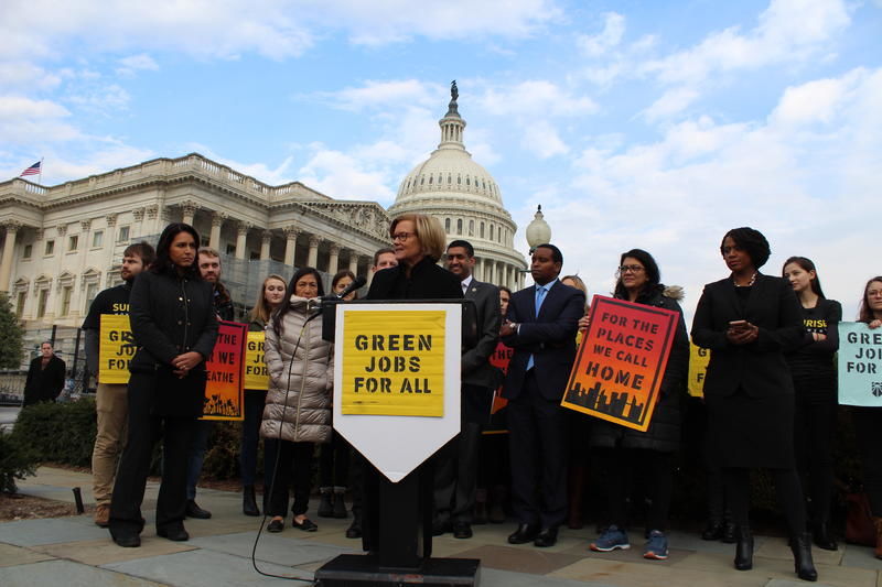 Press conference for Green New Deal in front of U.S. Capitol