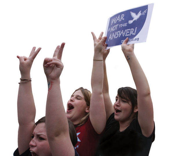 Protesters on the anniversary of the Iraq war.
