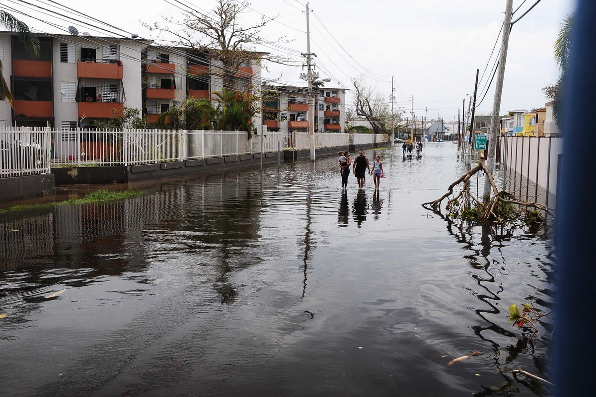 Water-filled street as a result of Hurricane Maria.