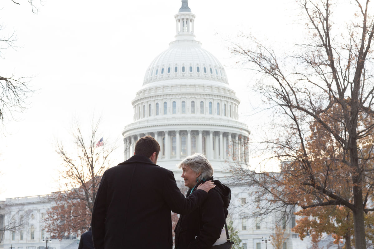 Chris Kearns-McCoy and Laurel Kearns at Capitol lobbying at annual meeting 2018